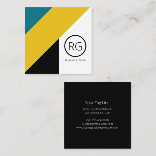 モダンパーソナライズされたはっきりした音モノグラムの音 スクエア名刺 (正面/裏面)