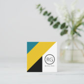 モダンパーソナライズされたはっきりした音モノグラムの音 スクエア名刺 (スタンド正面)