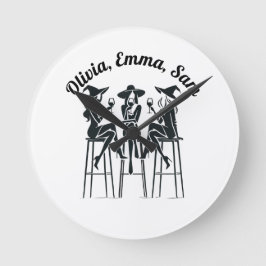 モダンパーソナライズされたウィチ・ワエレガントイン・ナイト ラウンド壁時計