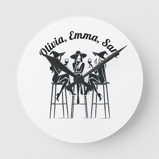 モダンパーソナライズされたウィチ・ワエレガントイン・ナイト ラウンド壁時計 (正面)