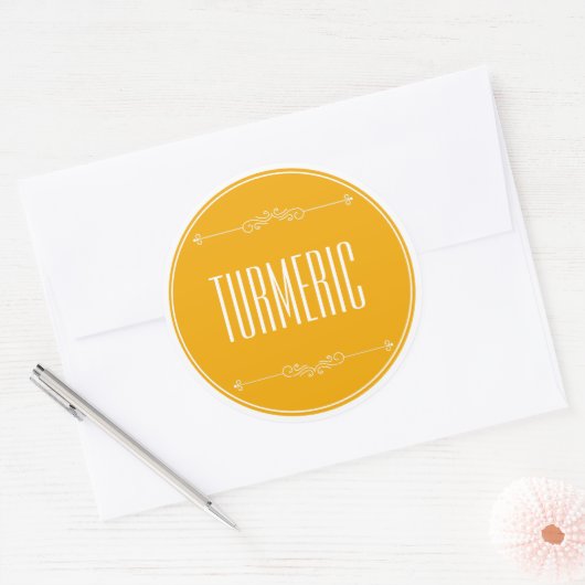 モダンパーソナライズされたウメリックイエローホワイト文字 ラウンドシール (封筒)