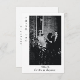 モダンパーソナライズされたエレガントメッセージの結婚写真 サンキューカード