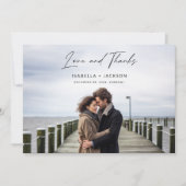 モダンパーソナライズされたエレガント写真結婚の サンキューカード (正面)