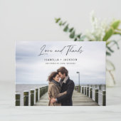 モダンパーソナライズされたエレガント写真結婚の サンキューカード (スタンド正面)