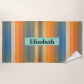 モダンパーソナライズされたカスタムカラフル模様 ビーチタオル (正面)