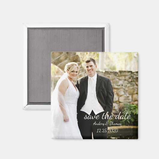 モダンパーソナライズされたカスタム写真の日付の保存 マグネット (正面/裏面)