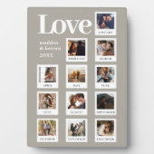 モダンパーソナライズされたカップル写真ラブグレーベージュ フォトプラーク (正面)