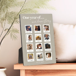 モダンパーソナライズされたカップル写真ラブストーリーベージュ フォトプラーク