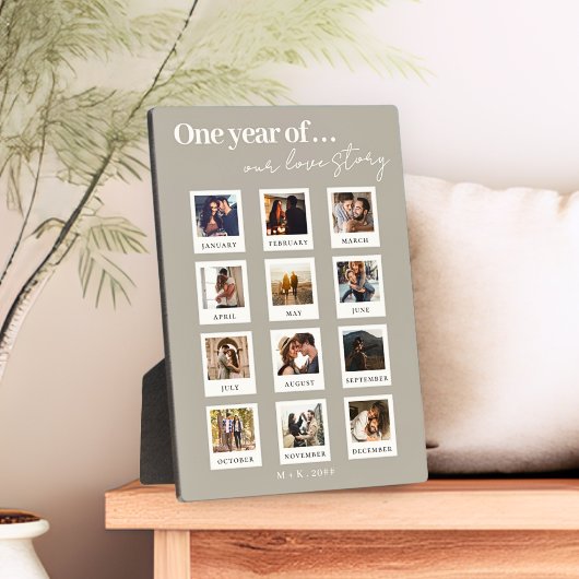 モダンパーソナライズされたカップル写真ラブストーリーベージュ フォトプラーク