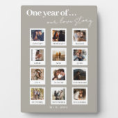 モダンパーソナライズされたカップル写真ラブストーリーベージュ フォトプラーク (正面)