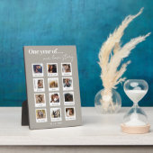 モダンパーソナライズされたカップル写真ラブストーリーベージュ フォトプラーク (側面)