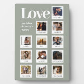 モダンパーソナライズされたカップル写真ラブセージグリーン フォトプラーク (正面)