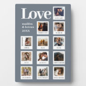 モダンパーソナライズされたカップル写真ラブダスティブルー フォトプラーク (正面)