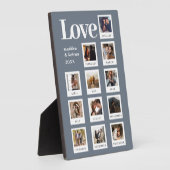 モダンパーソナライズされたカップル写真ラブダスティブルー フォトプラーク (側面)