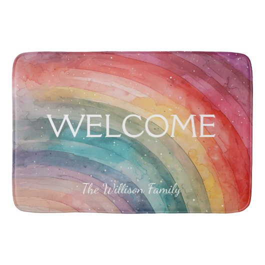 モダンパーソナライズされたカラフルRainbow Doormat バスマット (正面)