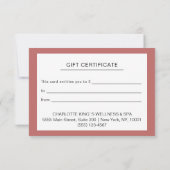 モダンパーソナライズされたギフト券 (裏面)