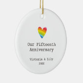 モダンパーソナライズされたゲイ15結婚周年記念 セラミックオーナメント (右)