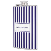 モダンパーソナライズされたシンプルネイビー縦型ストライプの フラスク (左)