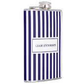 モダンパーソナライズされたシンプルネイビー縦型ストライプの フラスク (右)