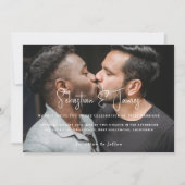 モダンパーソナライズされたスタイリッシュと写真のゲイ結婚の 招待状 (正面)