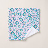 モダンパーソナライズされたデイジー花イニシャルタオル バスタオルセット (ウォッシュタオル)