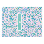 モダンパーソナライズされたデイジー花イニシャル テーブルクロス (正面(横))