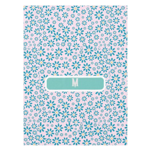 モダンパーソナライズされたデイジー花イニシャル テーブルクロス (正面)