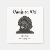 モダンパーソナライズされたドッグ結婚ズ スタンダードカクテルナプキン (正面)