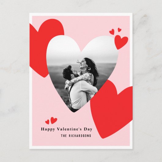 モダンパーソナライズされたハッピーバレンタインデー シーズンポストカード (正面)