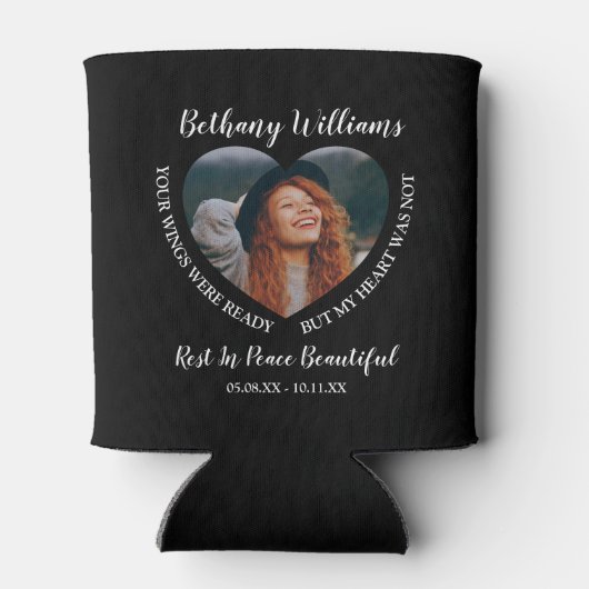 モダンパーソナライズされたハート 缶クーラー (裏面)