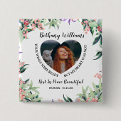 モダンパーソナライズされたハート 缶バッジ (正面)