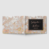 モダンパーソナライズされたフェイクバラ金ゴールド大理石結婚の ゲストブック (全面)