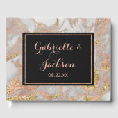 モダンパーソナライズされたフェイクバラ金ゴールド大理石結婚の ゲストブック (正面)