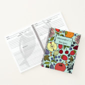 モダンパーソナライズされたフルーツlブルーlレシピ ノートブック (内部)