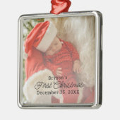 モダンパーソナライズされたベビー初めてのクリスマス写真 メタルオーナメント (左)