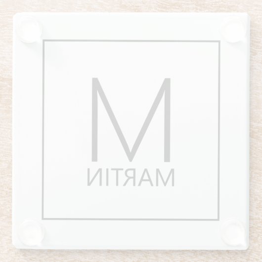 モダンパーソナライズされたモノグラムと名前ガラスコース ガラスコースター (裏面)
