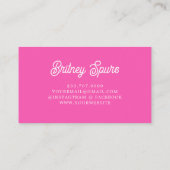 モダンパーソナライズされたモノグラムと名前ホットピンク 名刺 (裏面)