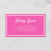 モダンパーソナライズされたモノグラムと名前ホットピンク 名刺 (裏面)