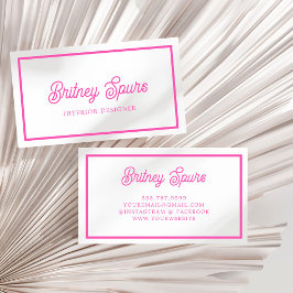 モダンパーソナライズされたモノグラムと名前ホットピンク 名刺