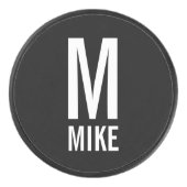 モダンパーソナライズされたモノグラムと名前 アイスホッケーパック (正面)