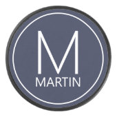 モダンパーソナライズされたモノグラムと名前 アイスホッケーパック (正面)