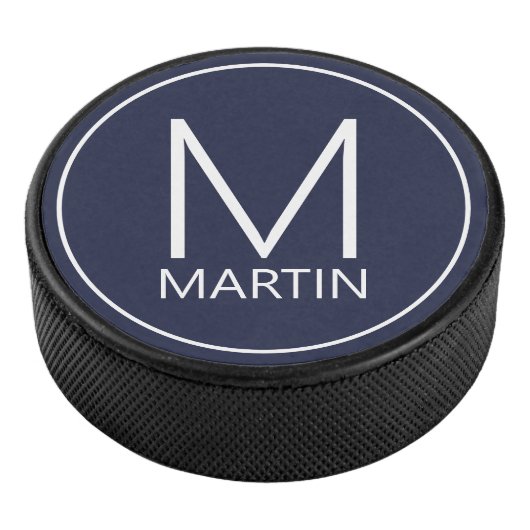 モダンパーソナライズされたモノグラムと名前 アイスホッケーパック (3/4)