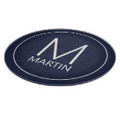 モダンパーソナライズされたモノグラムと名前 カッティングボード (角)