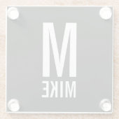 モダンパーソナライズされたモノグラムと名前 ガラスコースター (裏面)