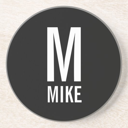 モダンパーソナライズされたモノグラムと名前 コースター (正面)