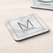 モダンパーソナライズされたモノグラムと名前 コースター (左側)