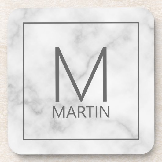 モダンパーソナライズされたモノグラムと名前 コースター (正面)
