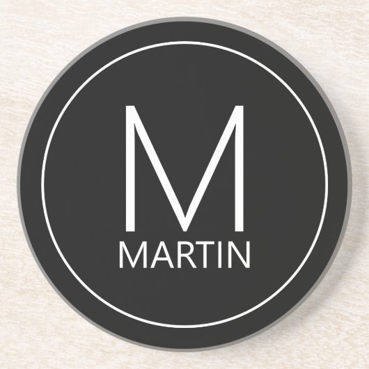 モダンパーソナライズされたモノグラムと名前 コースター (正面)