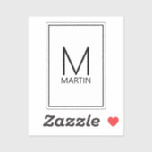 モダンパーソナライズされたモノグラムと名前 シール (シート)