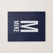 モダンパーソナライズされたモノグラムと名前 ジグソーパズル (横)